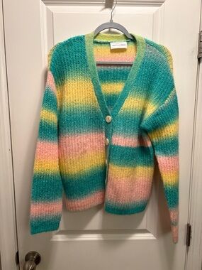 Self Contrast Striped Ombré Gradient Cardigan NWOT Anthropologie